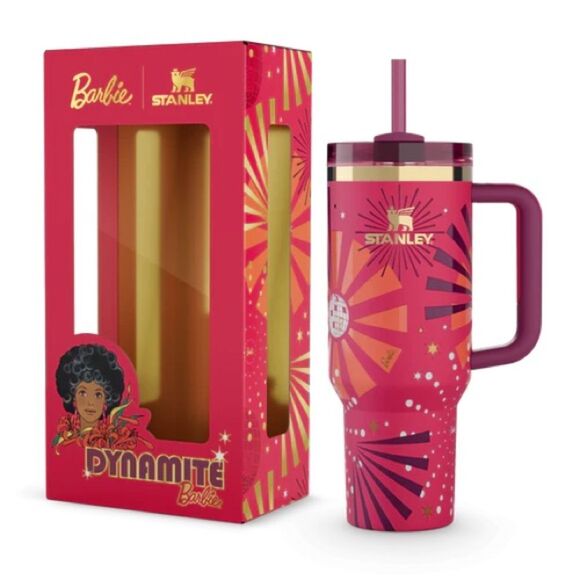 NIB Stanley x Barbie 80s Dynamite Quencher H2.0 FlowState Tumbler 40 oz Pink - Picture 1 of 3